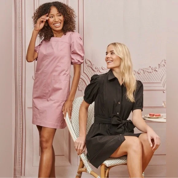 LDT Alice Ruched Short Puff Sleeve Square
Neck Mini Dress Pink Womens - Picture 2 of 8